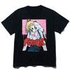 Anime-Mädchen mit Hörnern und Katze T-Shirt 76 Power Print 2026 Sommer Unisex Baumwolle Kurzarm Lässiges T-Shirt Streetwear Rosa Wolke