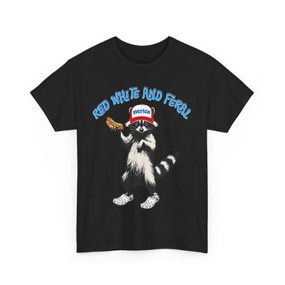 Red White And Feral 4th of July Raccoon Hot Dog Women Men Patriotic T-Shirt