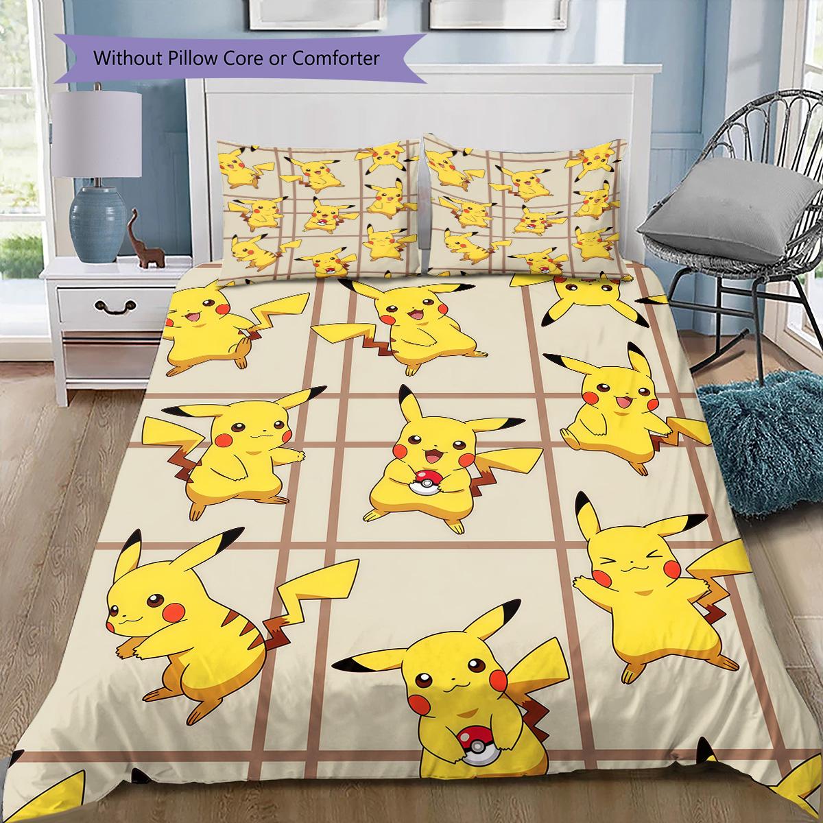 

Pokémon Pikachu Cute Style Bedding Set, 1 Duvet Cover & 2 Pillowcases, Home Decor, Perfect Gift for Pokémon Lovers 135x200cm