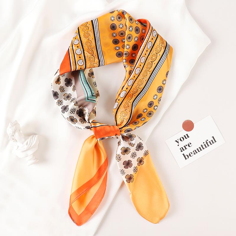 Luxury Brand  Silk Square Scarf Women Cat Neck Hair Tie Band Beach Hijab Kerchief Head Headbands Bandana Female Foulard 70cm