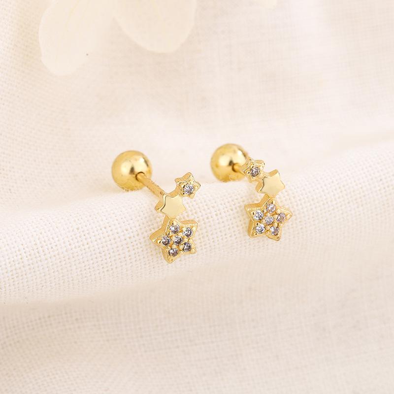Elegant Star Screw Back Earrings For Women Hypoallergenic Studs Comfortable For Sleeping No Removal Needed