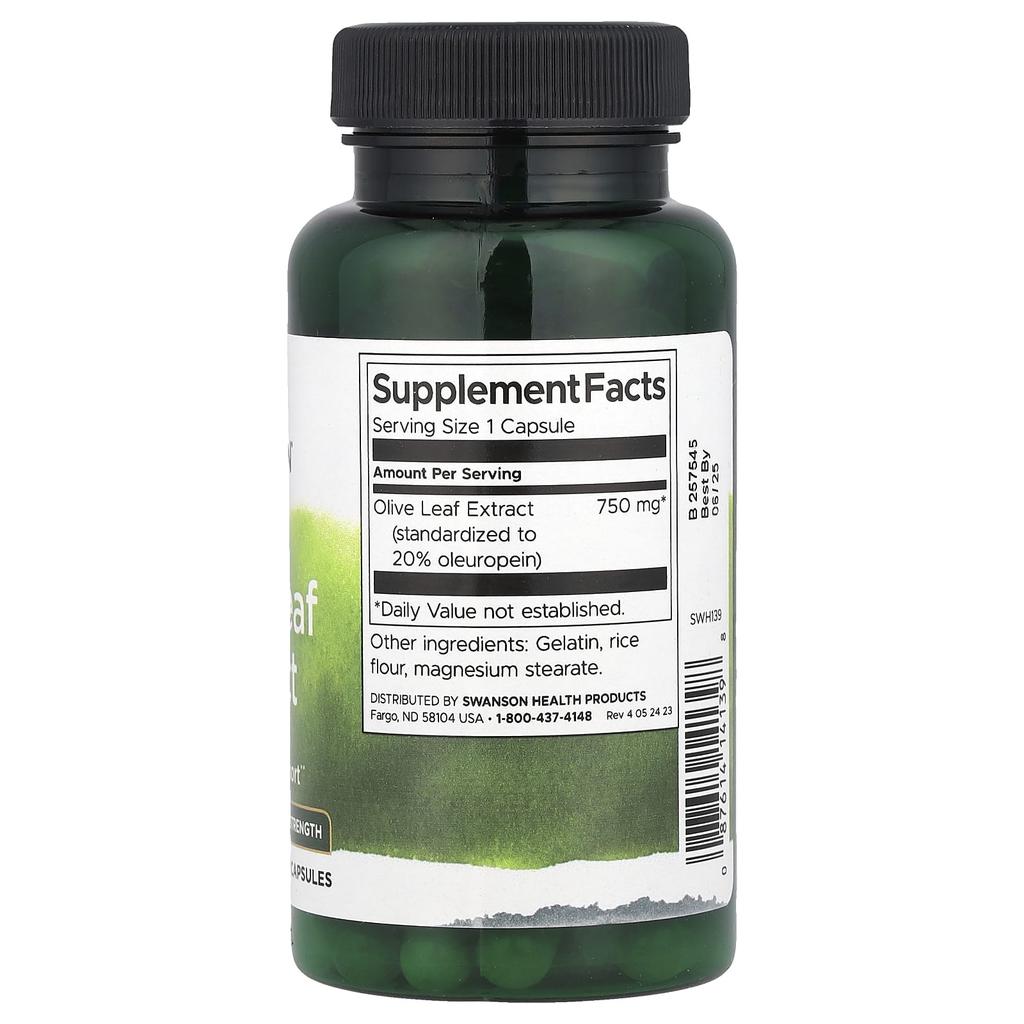 Olive Leaf Extract, Extra Strength, 750Mg, 60 Capsules