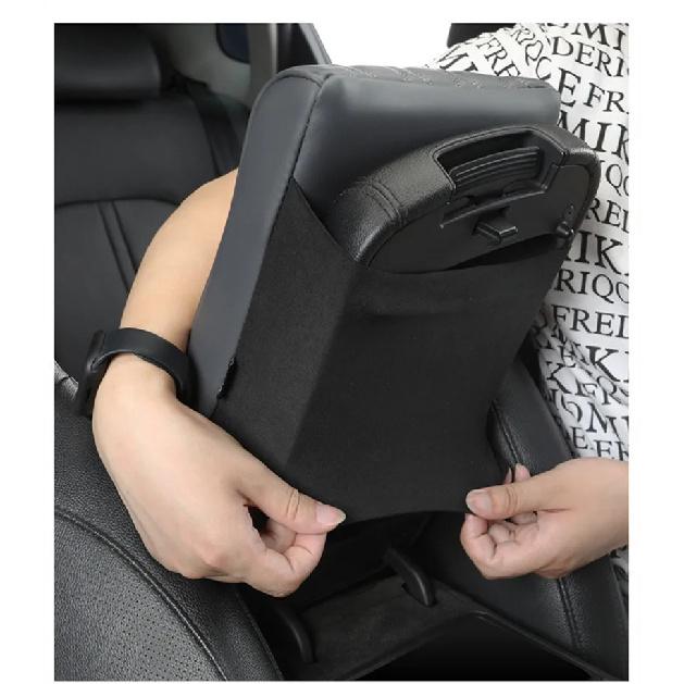 Car Armrest Mat Center Console Arm Rest Protection Cushion Wave Embroider PU Leather Auto Armrests Storage Box Cover Pad