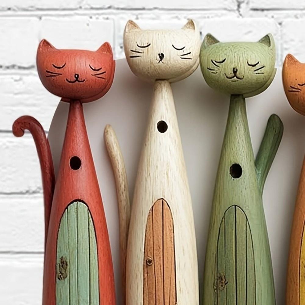 Kleurrijk Kattenpatroon Sleutelhaak Houten Sleutelhangerhouder Handige Wand Sleutelhouder Veranda Decoratie