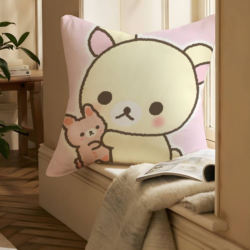 Cute R-Rilakkumas-MT Warmth Companionship Pillow Case Printing Pillowcase Living Room Sofa Cushion Cover Bedroom Room Decor