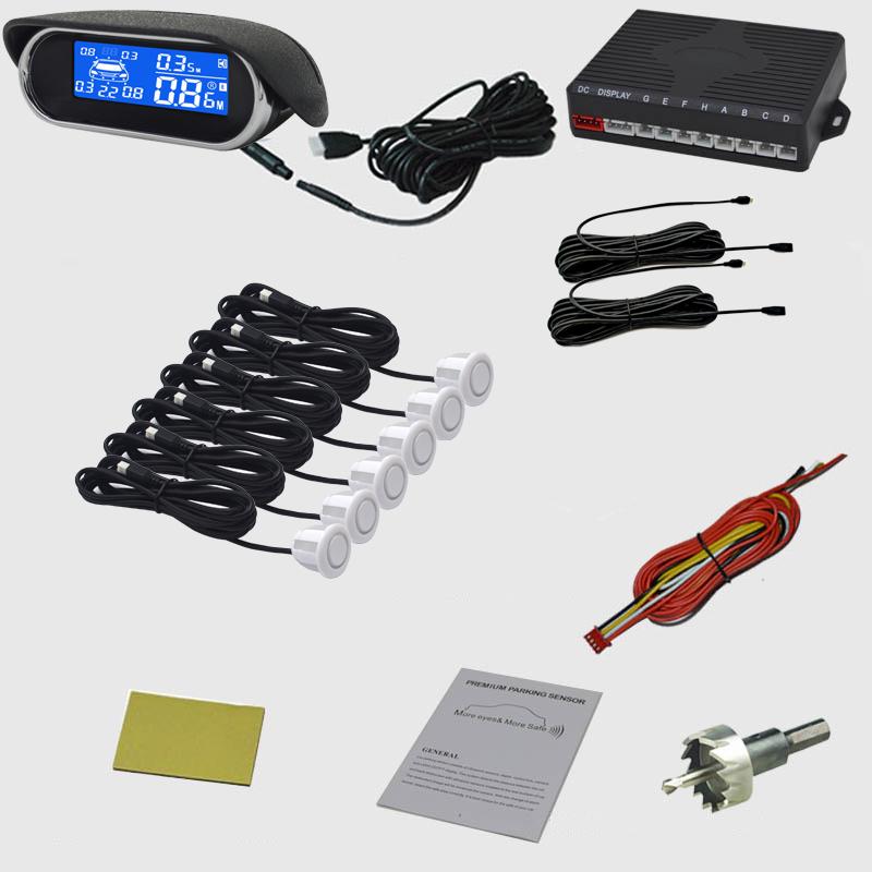 Car Automobile Parking Sensor Reversing Radar Electronics Auto Detector Backing Assistance Kit Voice Buzzer Parktronic 6 Sensors