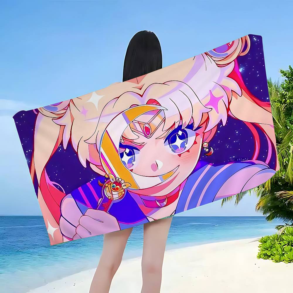 Magical Girl Anime S-Sailor M-Moon Big Microfiber Beach Towels Quick Dry Towel Sand Beach Towels Pool Towel for Travel Swim