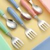 Gadget per bambini Set da tavola Utensili per bambini Stoviglie per bambini in acciaio inossidabile Posate Cartone animato Alimentazione per neonati Cucchiaio Forchetta