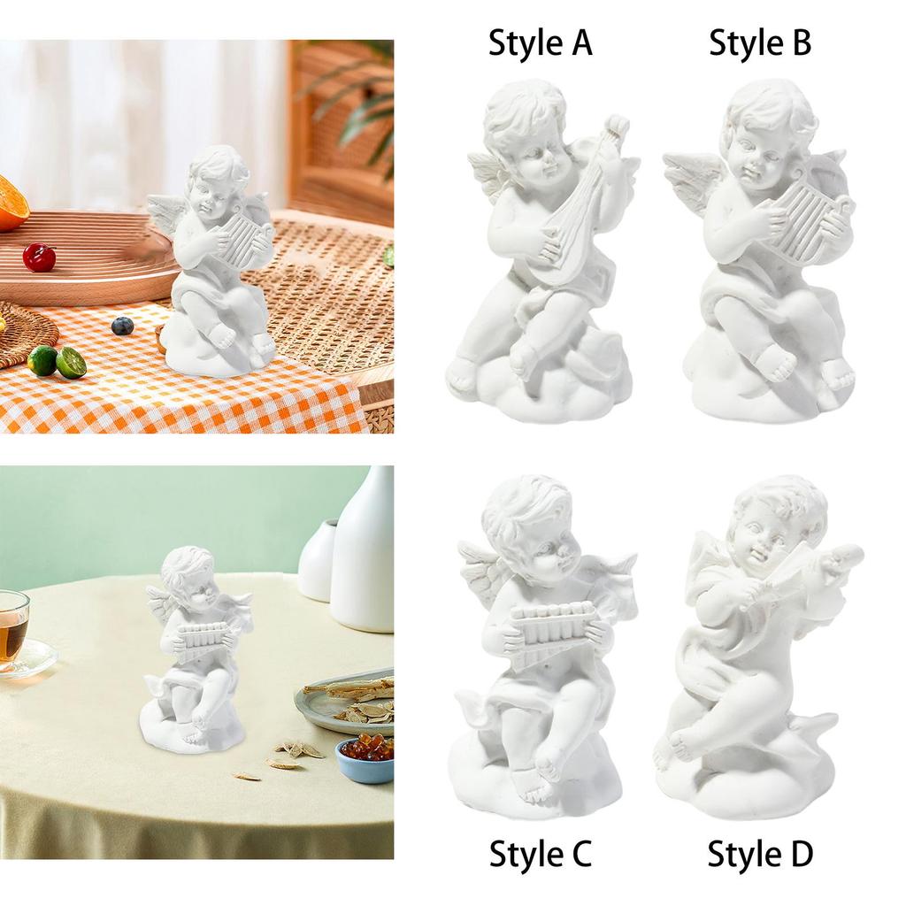 Little Angel Statue Cherub Sculpture Art Craft Ornament Miniature Figurine for Entrance Living Room Centerpiece Office Shelf