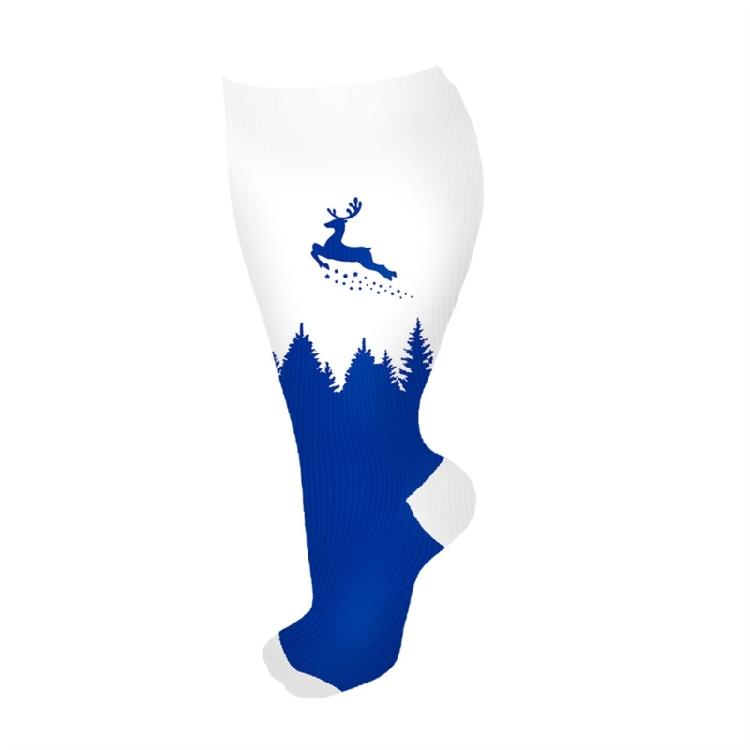 3 Pairs Christmas Pattern Athletic Wide Calf Compression Socks for Men and Women Running Flight Travel Nurses Pregnant