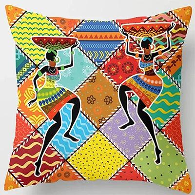 Home Decor African Women's Figures Decorative Pillow Covers Pattern Cushion Cover Suitable for Sofa Bedroom Car Pillow Cover