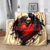 1 Stück Gothic Herz mit Raben Schädeln und Roten Rosen Decke Weicher Überwurf für Heimdekoration, Geschenkidee, Wohnzimmer, Reisen, Camping, Auto Decken