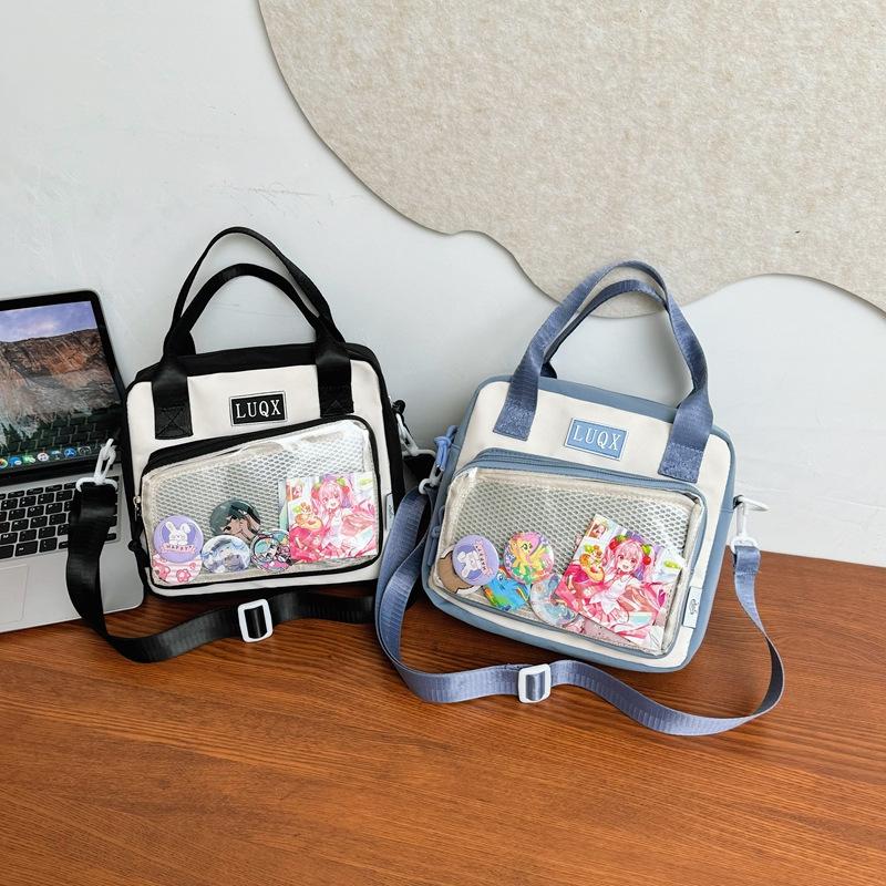 

Girl J two-dimensional yuan small food, transparent versatile soft girl, portable messenger bag, college style small backpack чорний