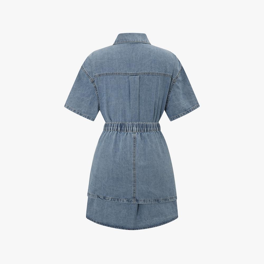 Ibiem Overlay Skirt Shirt-Style Denim Dress Emq5Eop200