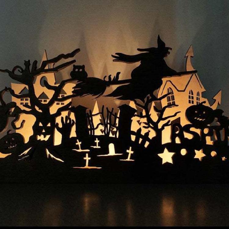 Novelty Witch Silhouette Candle Holder Halloween Candle Holder for Party Decor