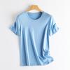 Sommer Kurzarm Damen T-Shirts Echte Seide Leinen Baumwolle T-Shirt Damen Lässige Tees V-Ausschnitt Frau Einfarbige Oberteile