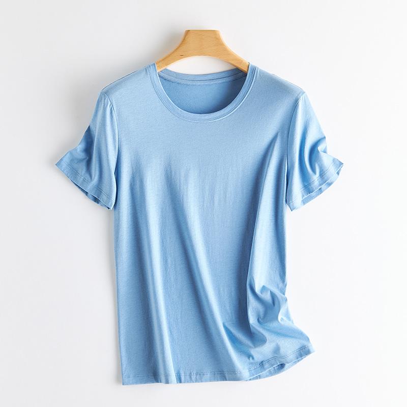 Sommer Kurzarm Damen T-Shirts Echte Seide Leinen Baumwolle T-Shirt Damen Lässige Tees V-Ausschnitt Frau Einfarbige Oberteile
