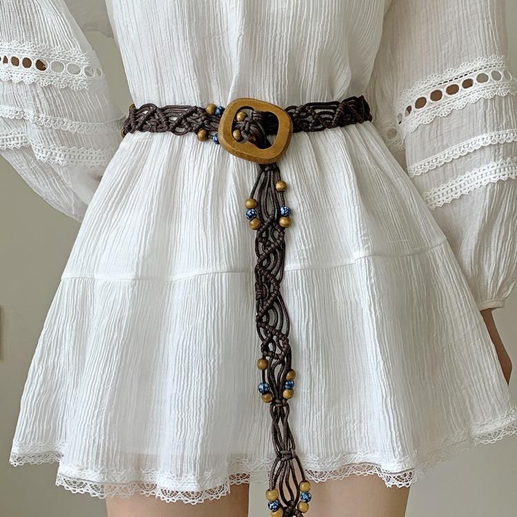 Ethnic Style Woven Belt Women'S Dress Bohemian Retro Decorative Waist Chain Personalized Rope Accessories Tide