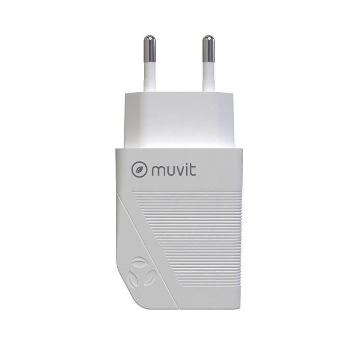 Síťová nabíječka 1 USB 2.4A (12W) - MUVIT - FOR CHANGE - Bílá - Smartphony a tablety