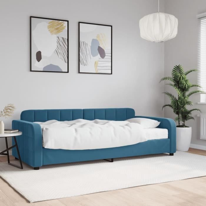 VidaXL Lit de jour avec matelas bleu 90x200 cm velours 3196904