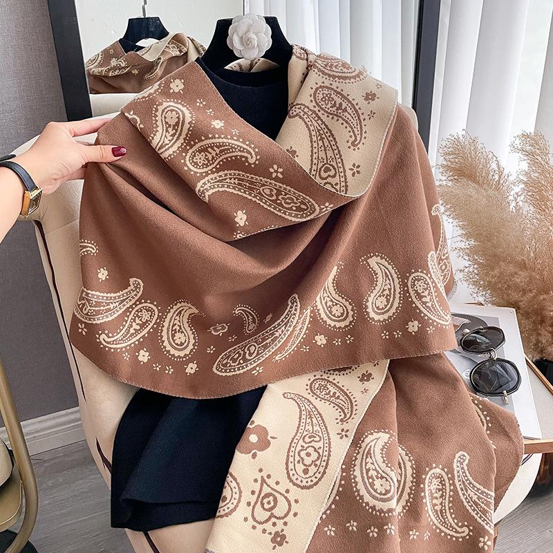 High-End Cashew Nut Retro Foreign Style Imitation Cashmere Scarf Women'S Cold And Warm Shawl Scarf