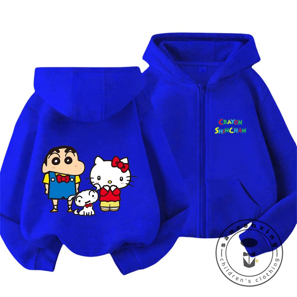 Kawaii Zipper Hooded Sweatshirt Street Fashion Cute Design Kids Wear Crayon Shin Chan 3 14