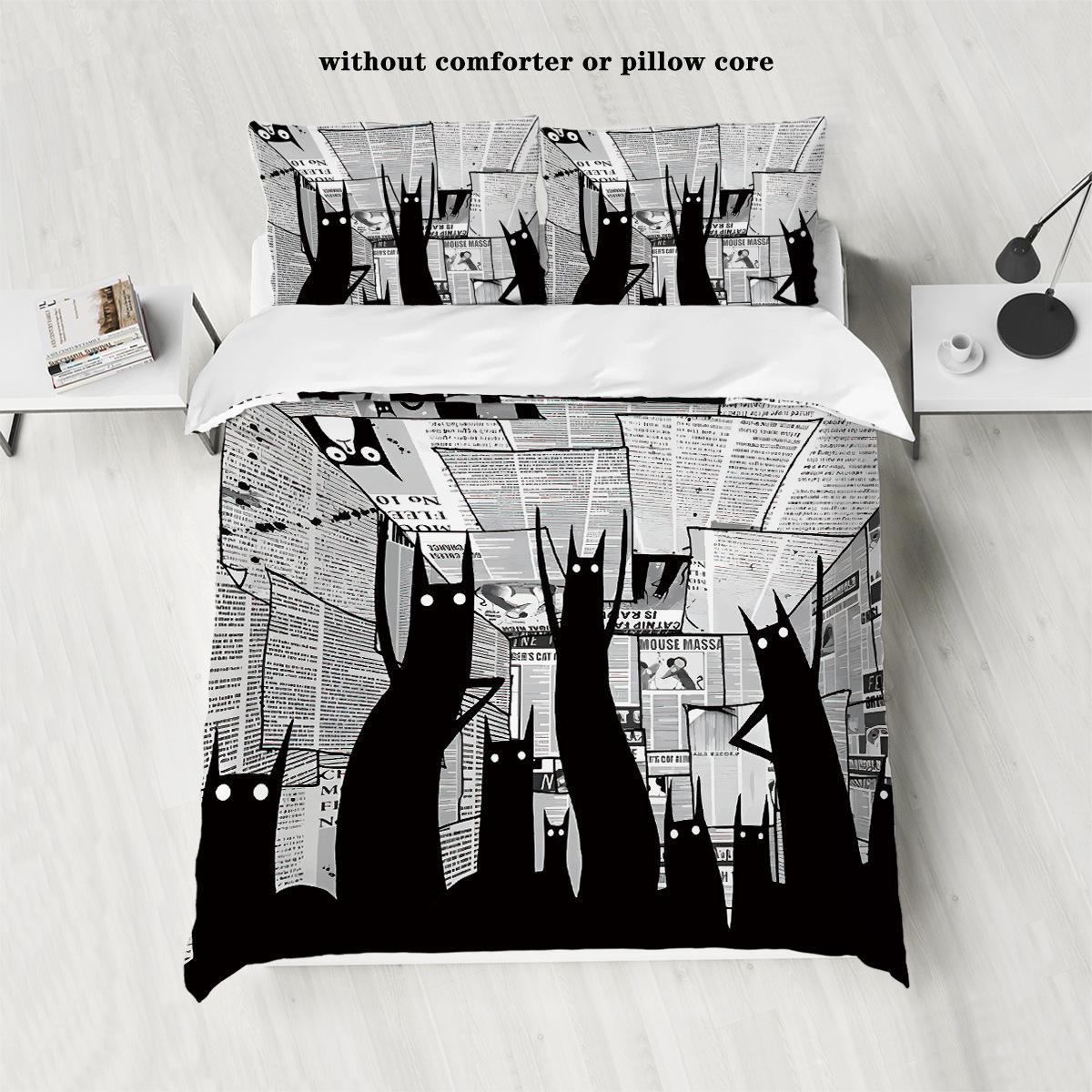 

Cat Three-Piece Bedding 3D Digital Printing Home Textile Four-Piece Quilt Cover 135x200cm