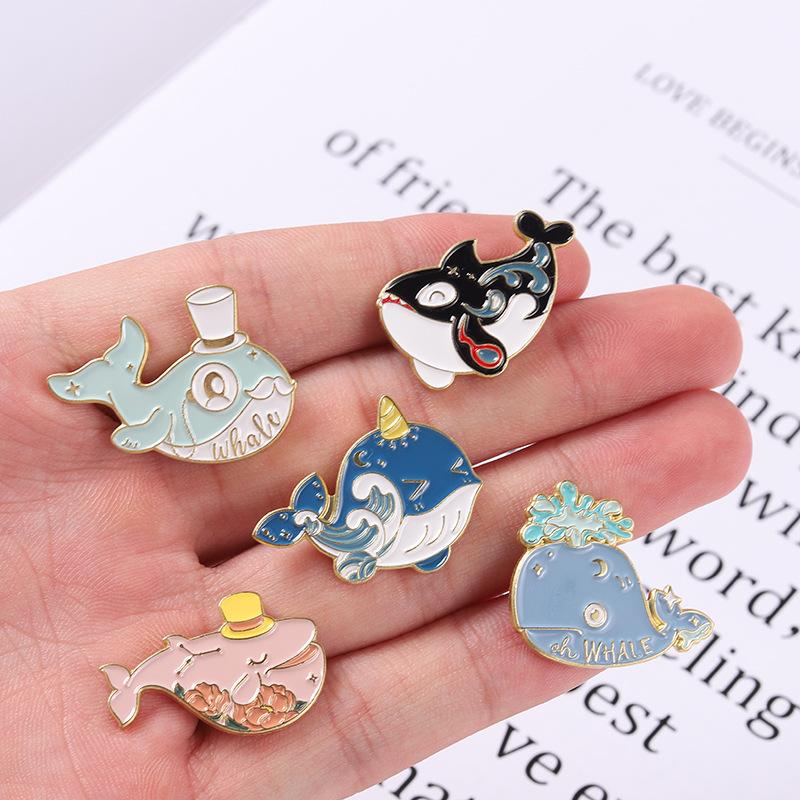Whale Brooch Marine Animal Brooch Save Ocean Save Whale Enamel Clothing Accessories Backpack Brooch Badge Lapel Pins