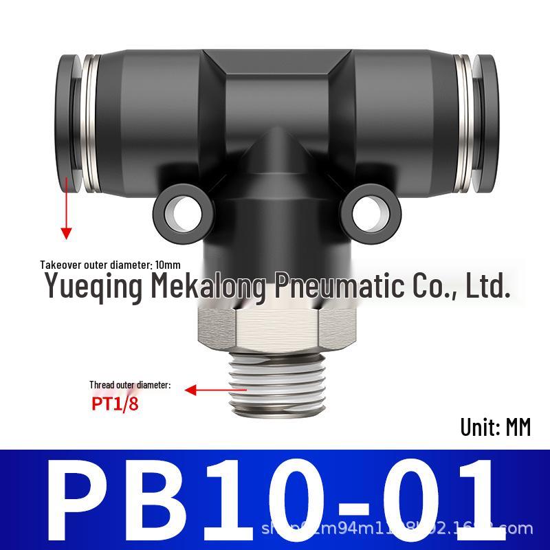 Three-Way Pneumatic Quick Connector Set for Air Hoses - Black, White, Blue Fittings