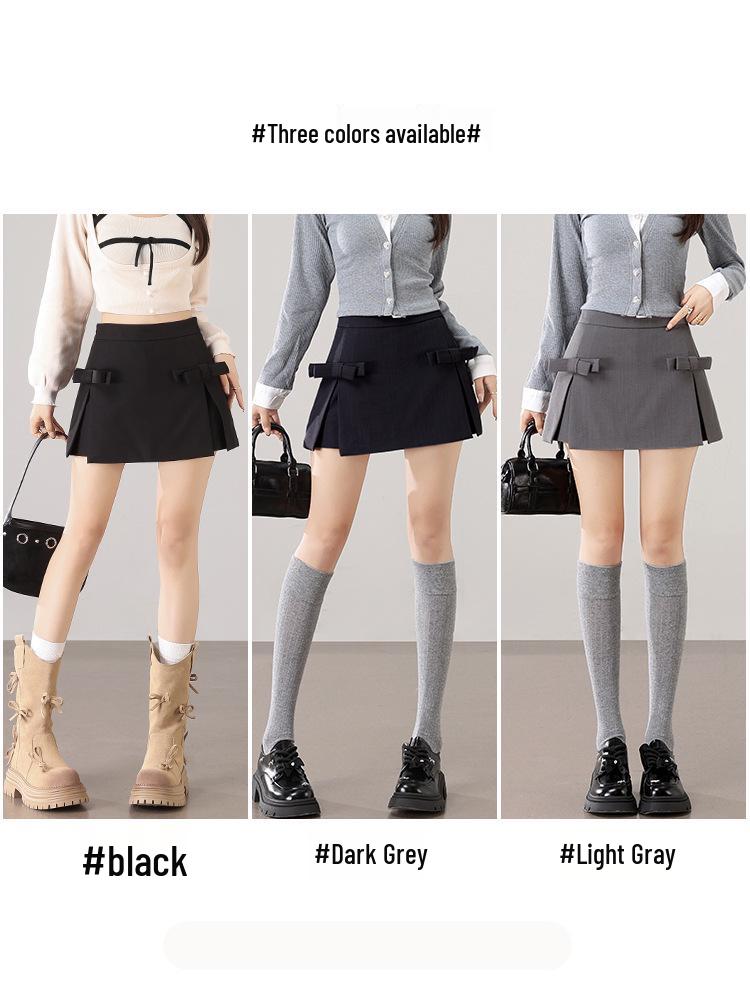 2025 Sweet Bow High-Waisted A-line Slimming Skirt-Pants for Long Legs