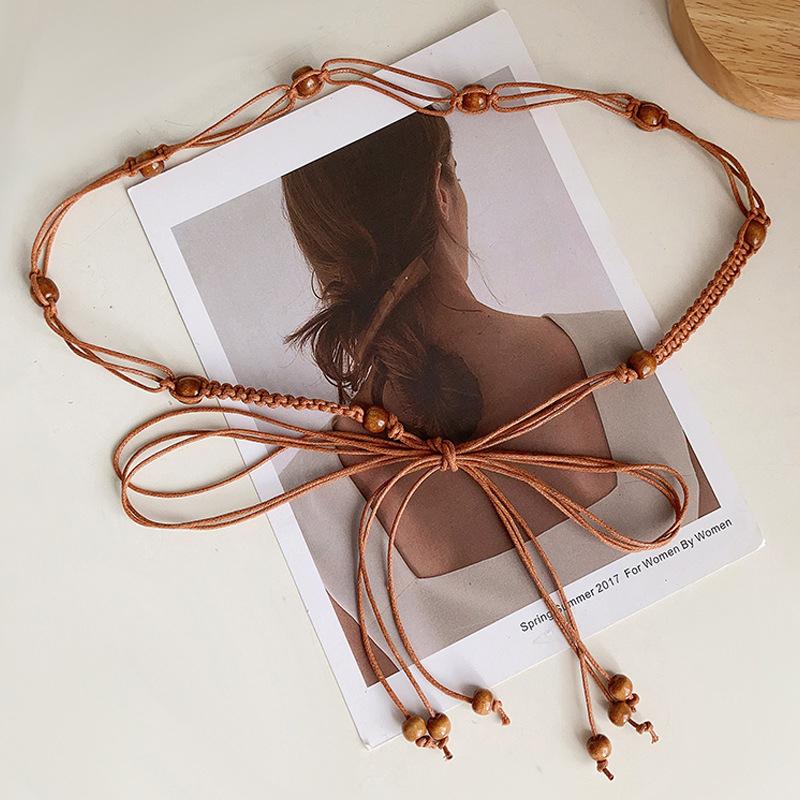 Prosty Wszechstronny Etniczny Styl Sznur do Talii Dla Kobiet Spódnica Koralikowy Chwost Łańcuszek do Talii Vintage Dekoracja Sukienki Pas do Talii Prezenty