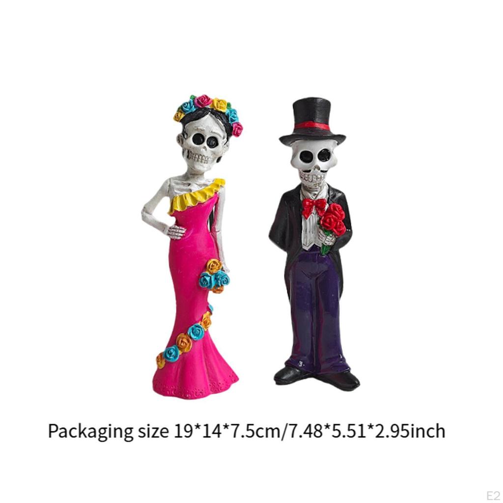 Skeleton Couple Statue Wedding Home Decor Halloween Gothic Bride and Groom for