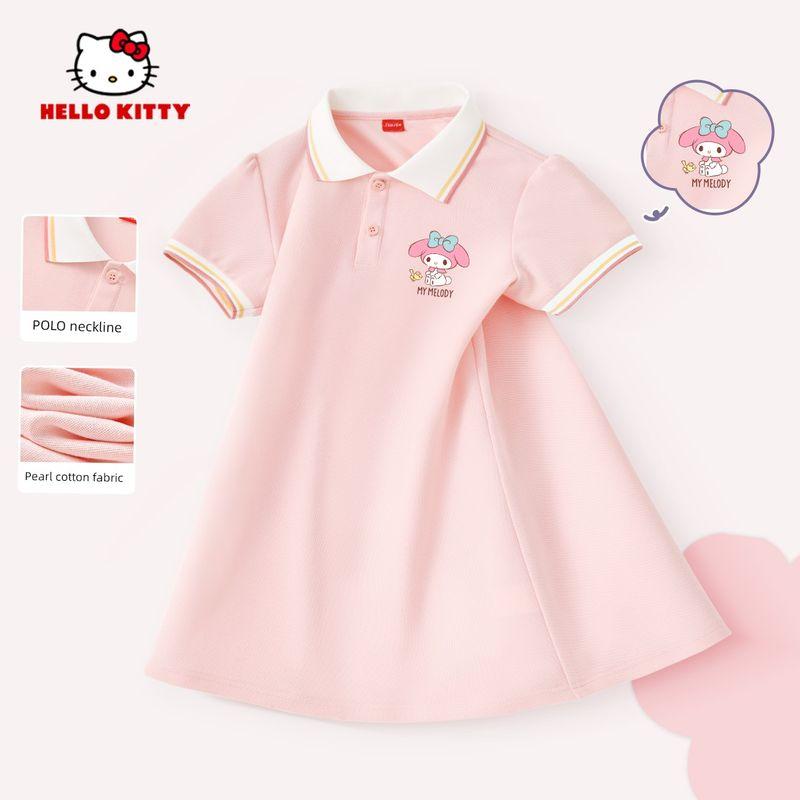 Hellokitty Girls' Dress 2025 New Style Elegant Girl Princess Dress Children's Summer Polo Dress
