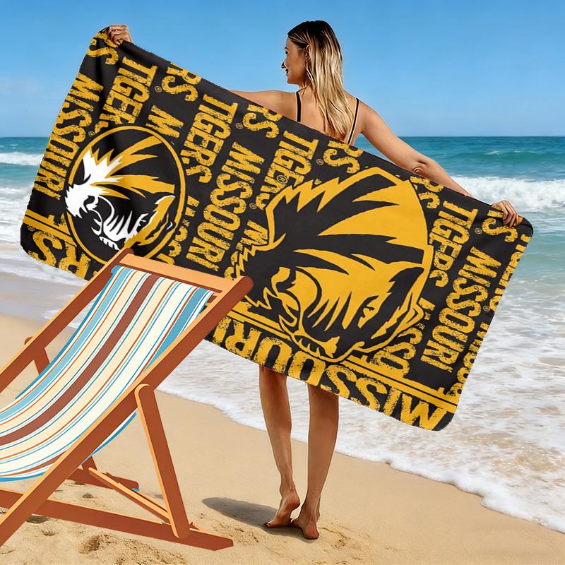 Missouri Tigers Print Beach Towel, Large Soft Quick Dry Towel for Beach Camping Swimming