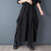 Plus size Vintage black high Waist Casual loose long Summer wide leg Pants Women Trousers