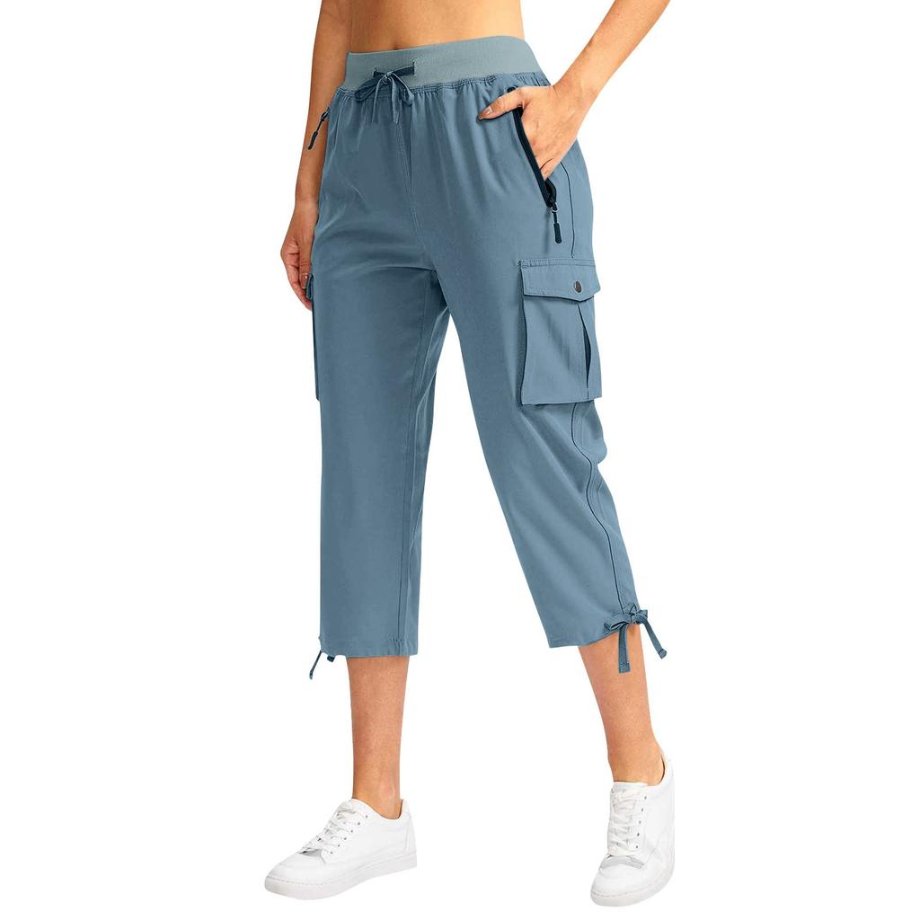 Dames Cargo Capris Met 6 Zakken Lichtgewicht Snel Droog Buiten Reizen Casual Comfortabele Zomerbroek