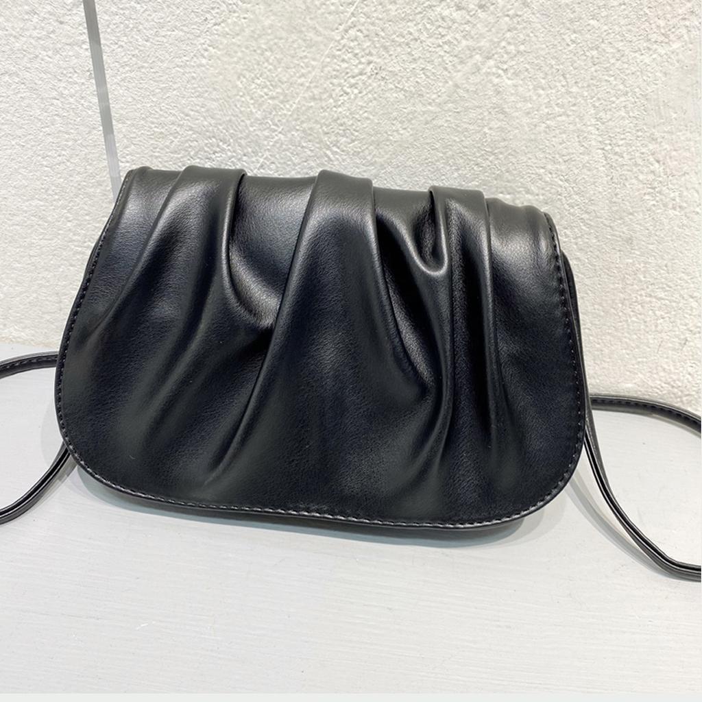 New Trendy Pleated Simple Solid Color Single Shoulder Crossbody Cloud Bag Suitable for Daily Commuting and Weekend Dates