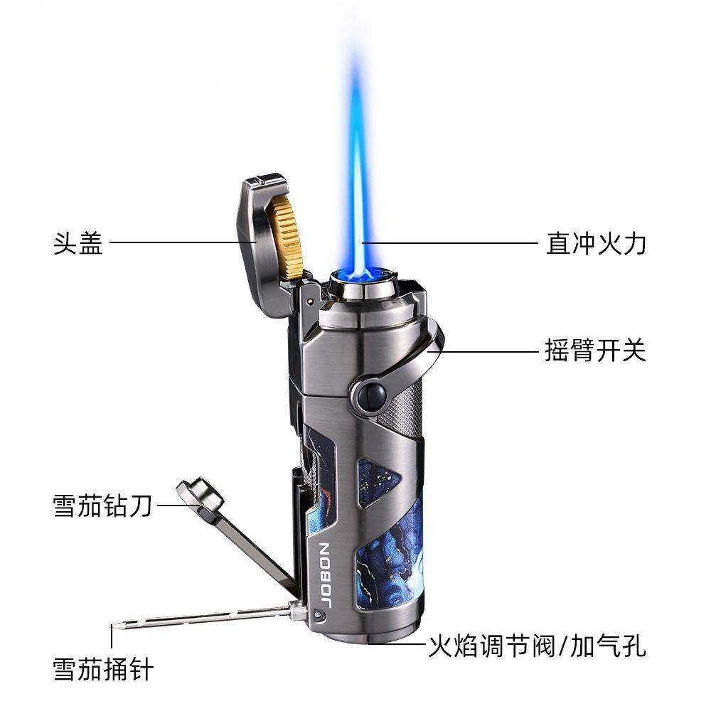 3-in-1 Multi-functional Cigar-specific Lighter When Used Moxibustion Directly Shoots Cigar Into Blue Flame Cigarette Accessories