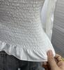 French Retro One-Shoulder Pearl Strap Lace Top with Chest Pads