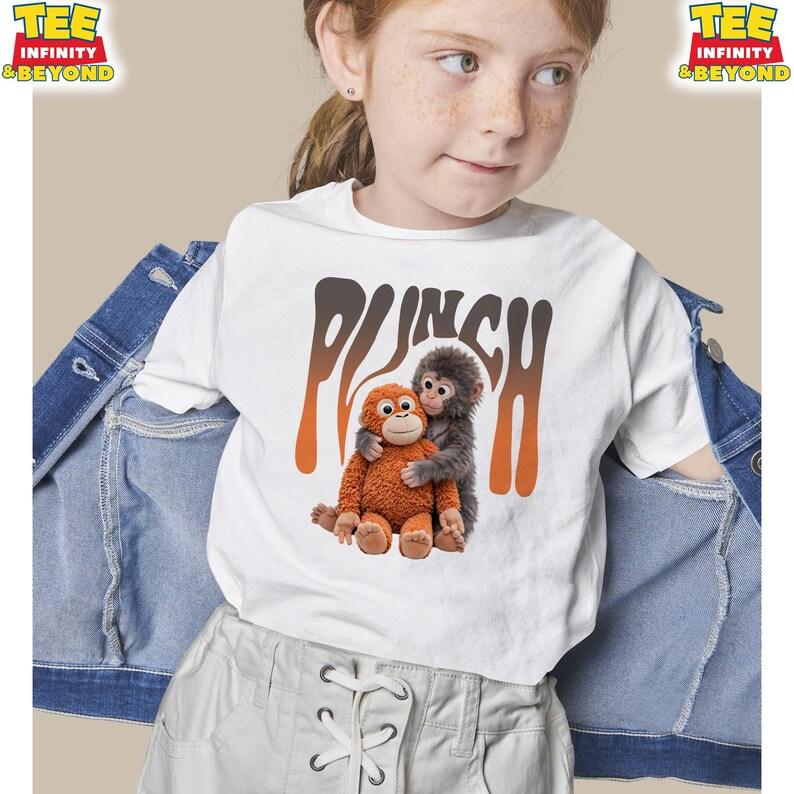Punch Baby Monkey TShirt Emotional Plush Toy Tee Baby Monkey Holding Stuffed Toy Shirt M