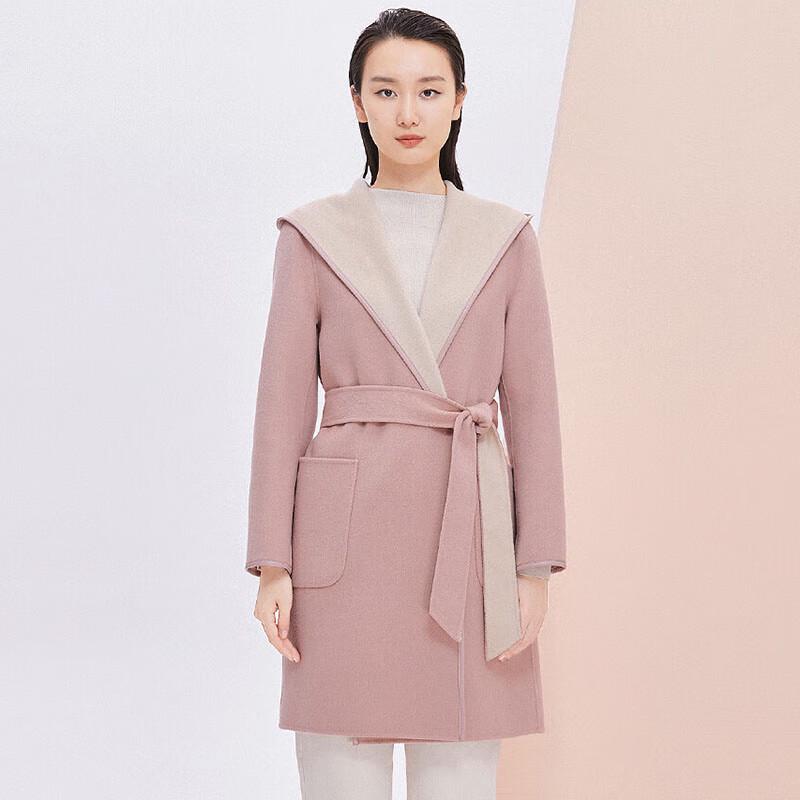 JESSIE Women's Hooded Belted Wool Blend Mid-Length Coat