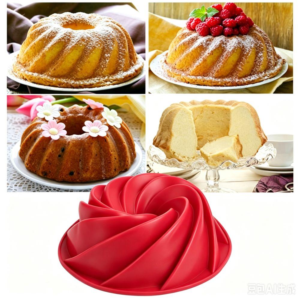 Silicone Spiral Cake Pan Non-Stick Fluted Bundt Pan Multipurpose Round Baking Pan Home Kitchen