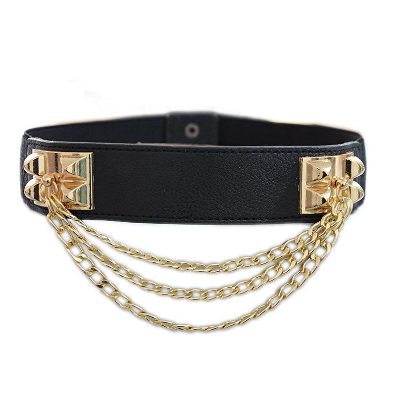 Meier Metal belt casual elastic waistband decorative chain tassel waist cincher 60-80cm