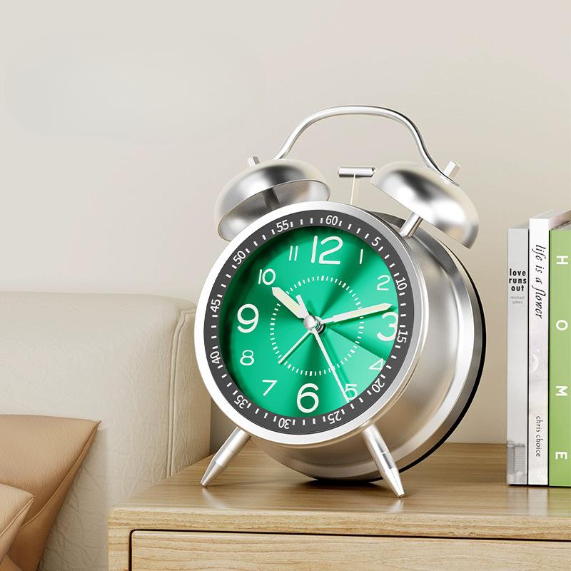 Silent Metal Alarm Clock Student Luminous New Mechanical Super Loud Fashion Children's Desk Ornament Personalized Large Clock