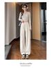 Women's Black Wide-Leg Drawstring Pants - Curved Knife Sports, Slimming, Loose, Casual, Spring/Summer 2026
