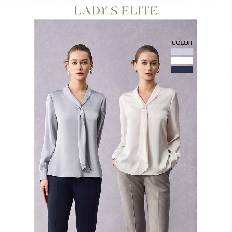 

LadyS Elite Soft Light V-neck Blouse with Ribbons XL