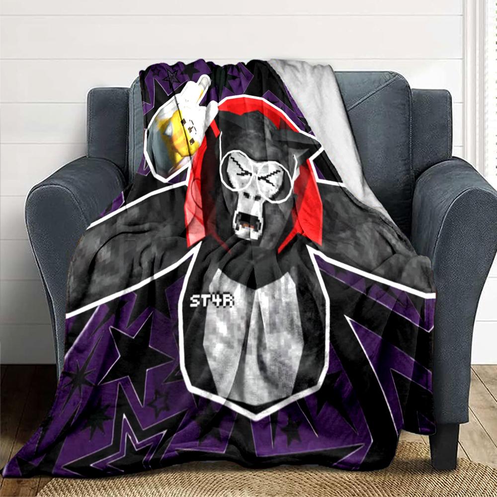 1Pc Gorilla Party Celebration Blanket For Couch Bed Plush Cozy Fuzzy Blanket Super Soft Warm Blankets For Fall And Winter 091896