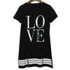 Elegant Sports Women Letter Love Printed Long T-shirt One-piece Casual Dress Zipper