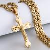 Diyalo Pesante Crocifisso Croce Collana con ciondolo Uomo Acciaio inossidabile Collane maschili Catena bizantina Uomo Collane Gioielli Regali