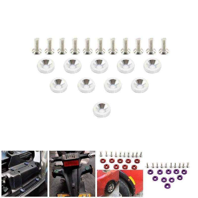20 Pcs Car Billet Aluminum Bumper Washer Stainless Steel Screws Engine Kit Billet Aluminum Stainless Steel Screws Car Auto Guard